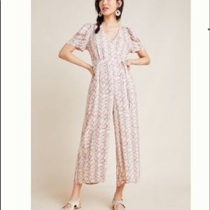 Anthropologie Lisette Wide Leg Pantsuit Snakeskin